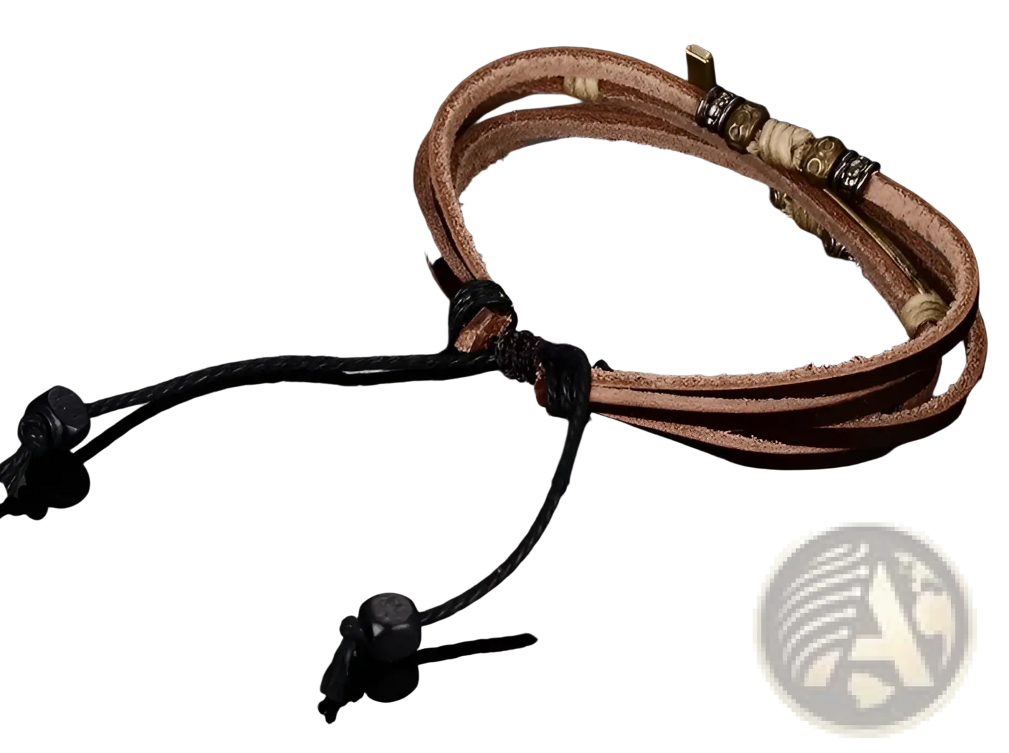 Men's Retro Layered Brown Leather Cross Bracelet