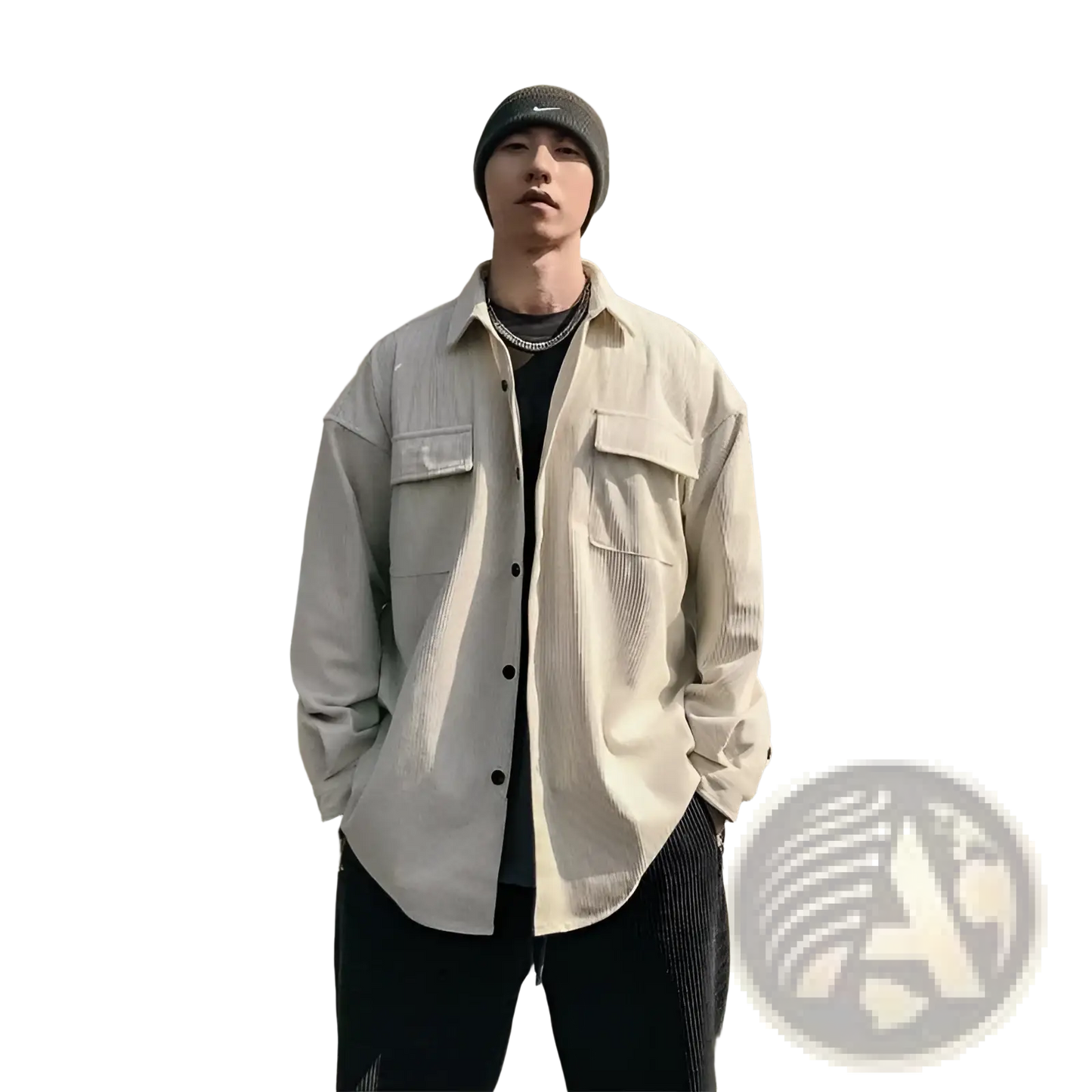Men's Retro Loose Fit Corduroy Utility Shirt Jacket