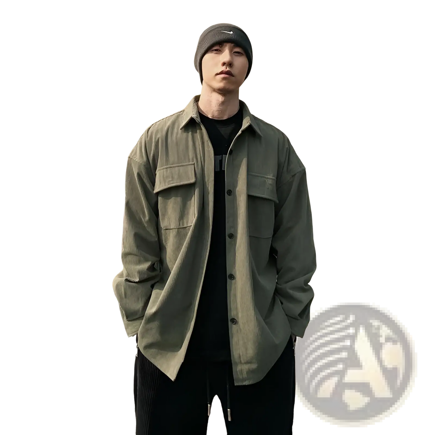 Men's Retro Loose Fit Corduroy Utility Shirt Jacket