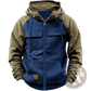 Men's Retro Velvet Lined Multi Pocket Zip Hoodie