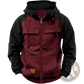 Men's Retro Velvet Lined Multi Pocket Zip Hoodie