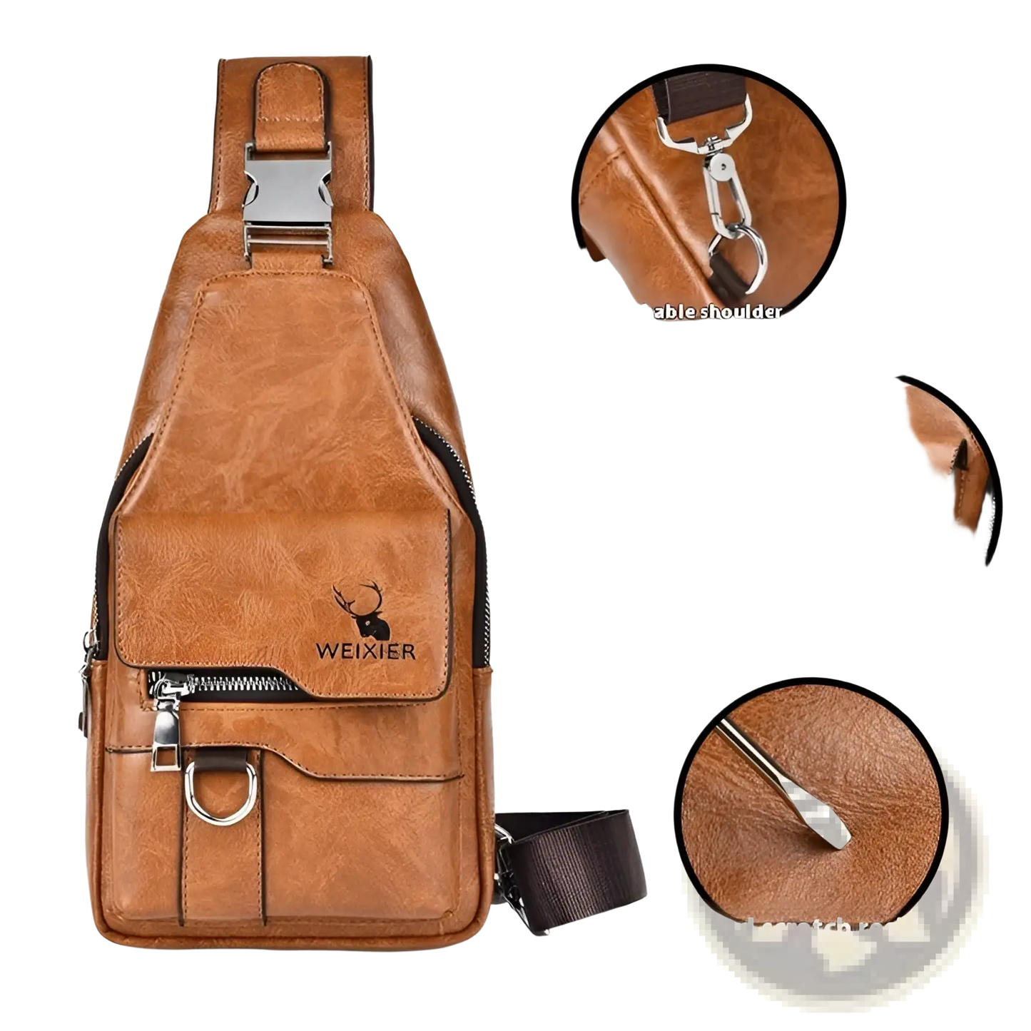 Men's Retro Waterproof Faux Leather Crossbody Chest Bag