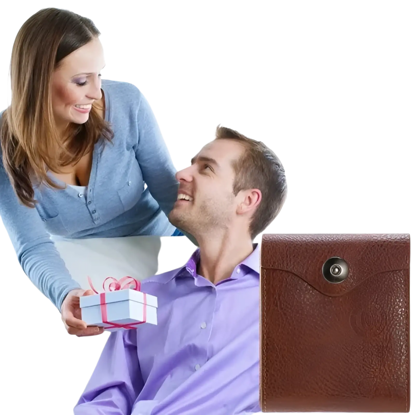 Men's Rfid Blocking Brown Pu Leather Bifold Wallet with Snap