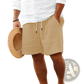 Men's Ribbed Bamboo Linen Summer Drawstring Shorts