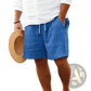 Men's Ribbed Bamboo Linen Summer Drawstring Shorts