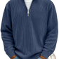 Men's Ribbed Knit Half Zip Corduroy Polo Sweatshirt