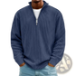 Men's Ribbed Knit Half Zip Corduroy Polo Sweatshirt