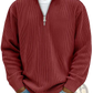 Men's Ribbed Knit Half Zip Corduroy Polo Sweatshirt