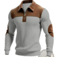 Men's Ribbed Patchwork Half Zip Knit Sweater