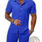 Men's Ribbed Short Sleeve Shirt and Shorts Beach Set