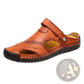 Men's Roman Leather Sandals with Rubber Sole