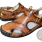 Men's Roman Leather Sandals with Rubber Sole