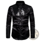 Men's Satin Dress Shirt with Sequined Yoke Detail