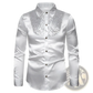 Men's Satin Dress Shirt with Sequined Yoke Detail