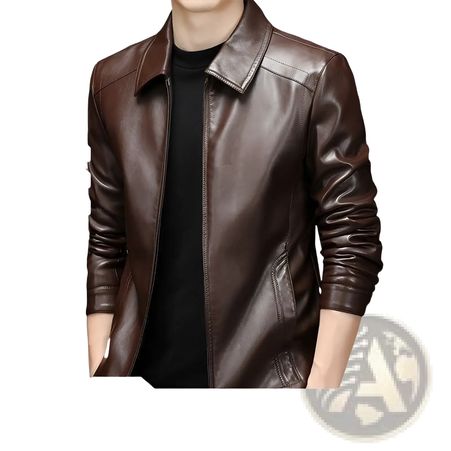 Men's Sheepskin Leather Jacket Thin Fleece Lining