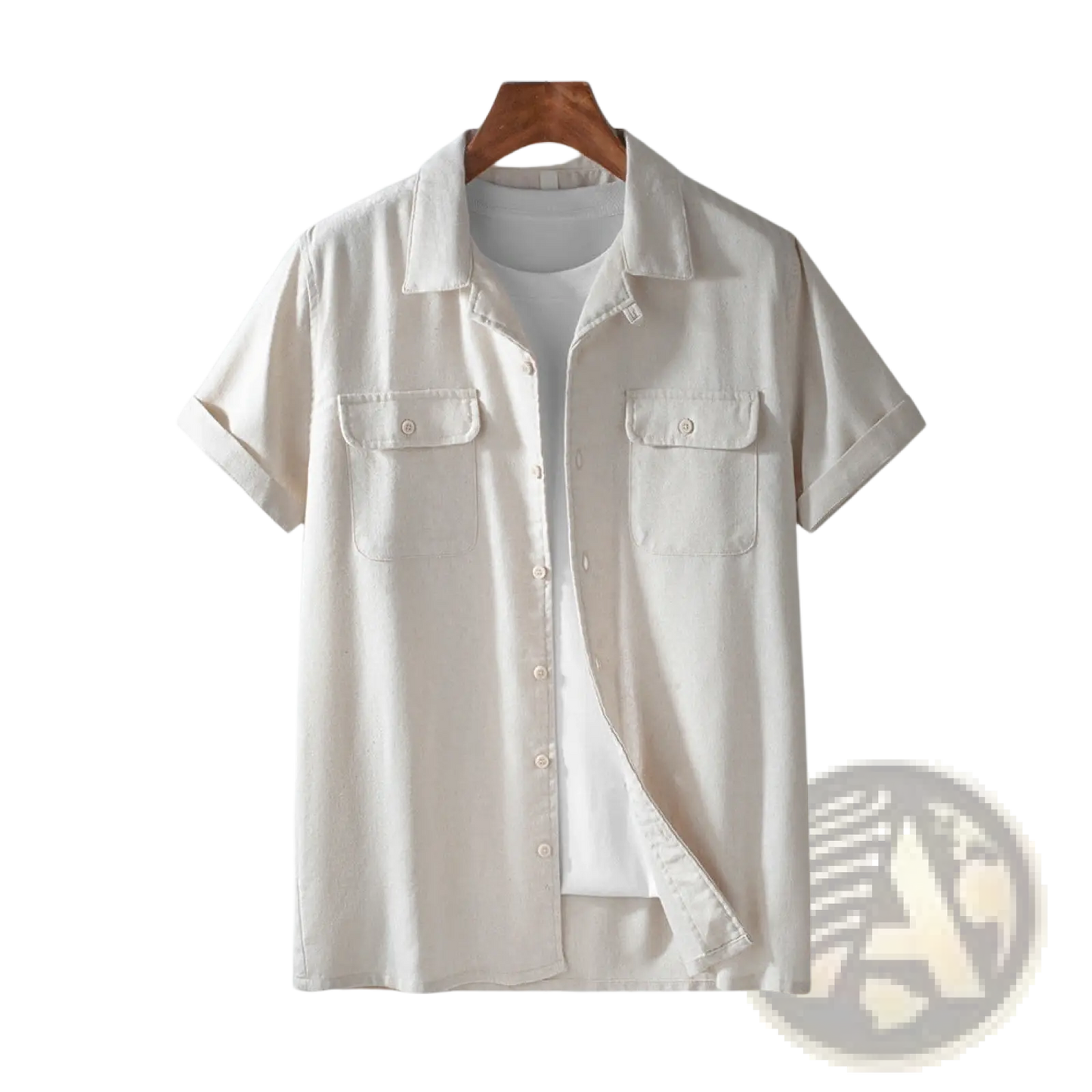 Men's Short Sleeve Cotton Hemp Workwear Shirt