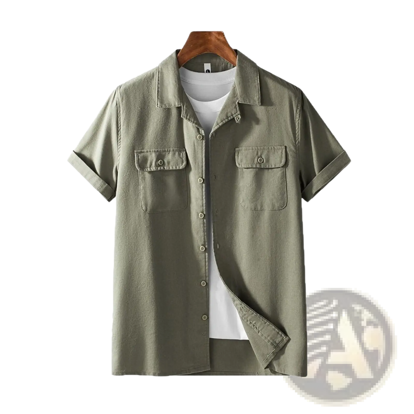 Men's Short Sleeve Cotton Hemp Workwear Shirt