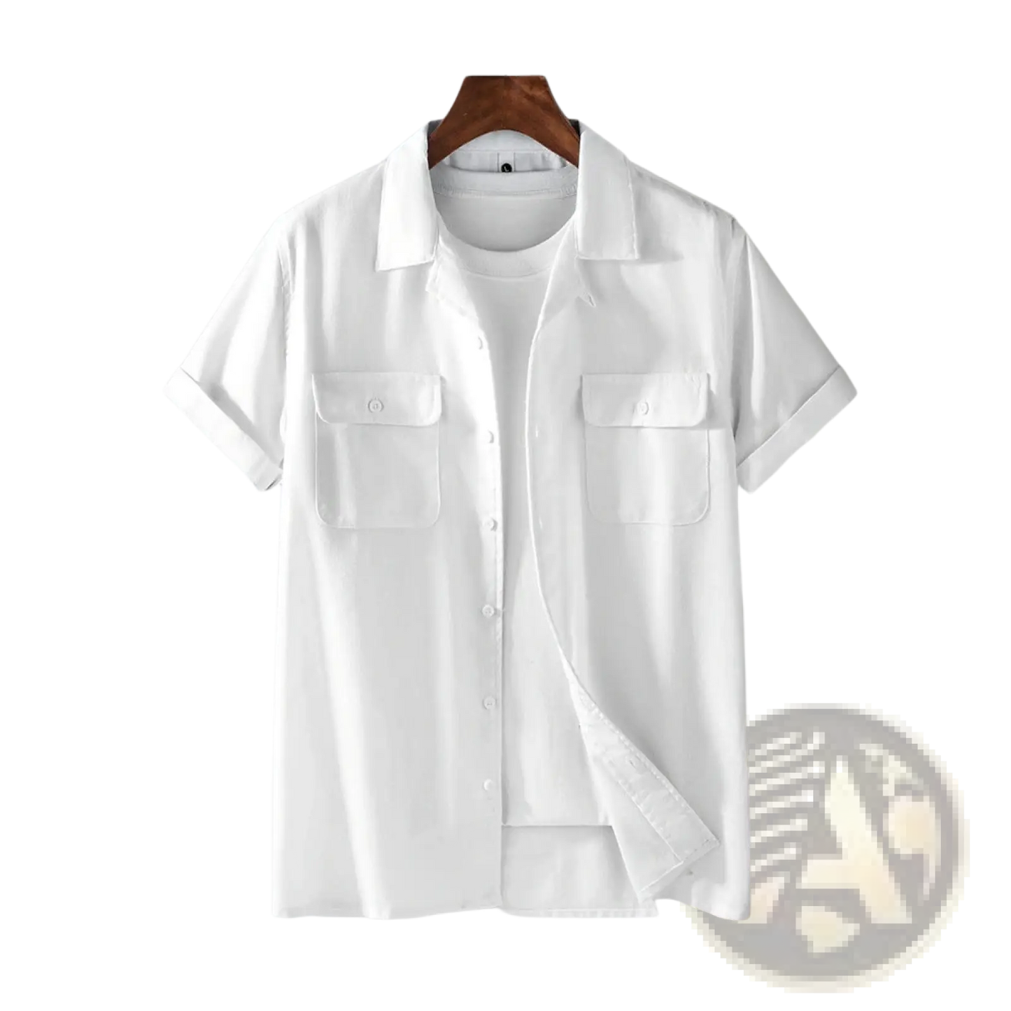 Men's Short Sleeve Cotton Hemp Workwear Shirt