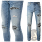 Men's Slim Fit Bandana Patch Light Wash Distressed Jeans