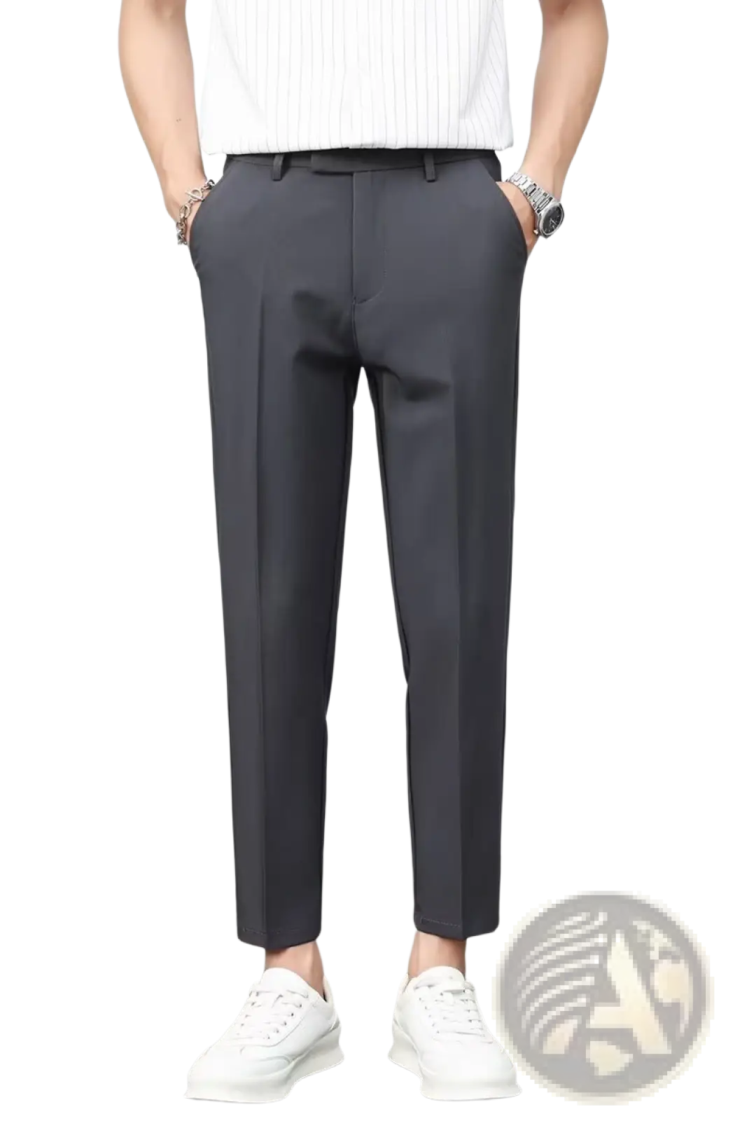 Men's Slim Fit British Style Tailored Straight Leg Trousers