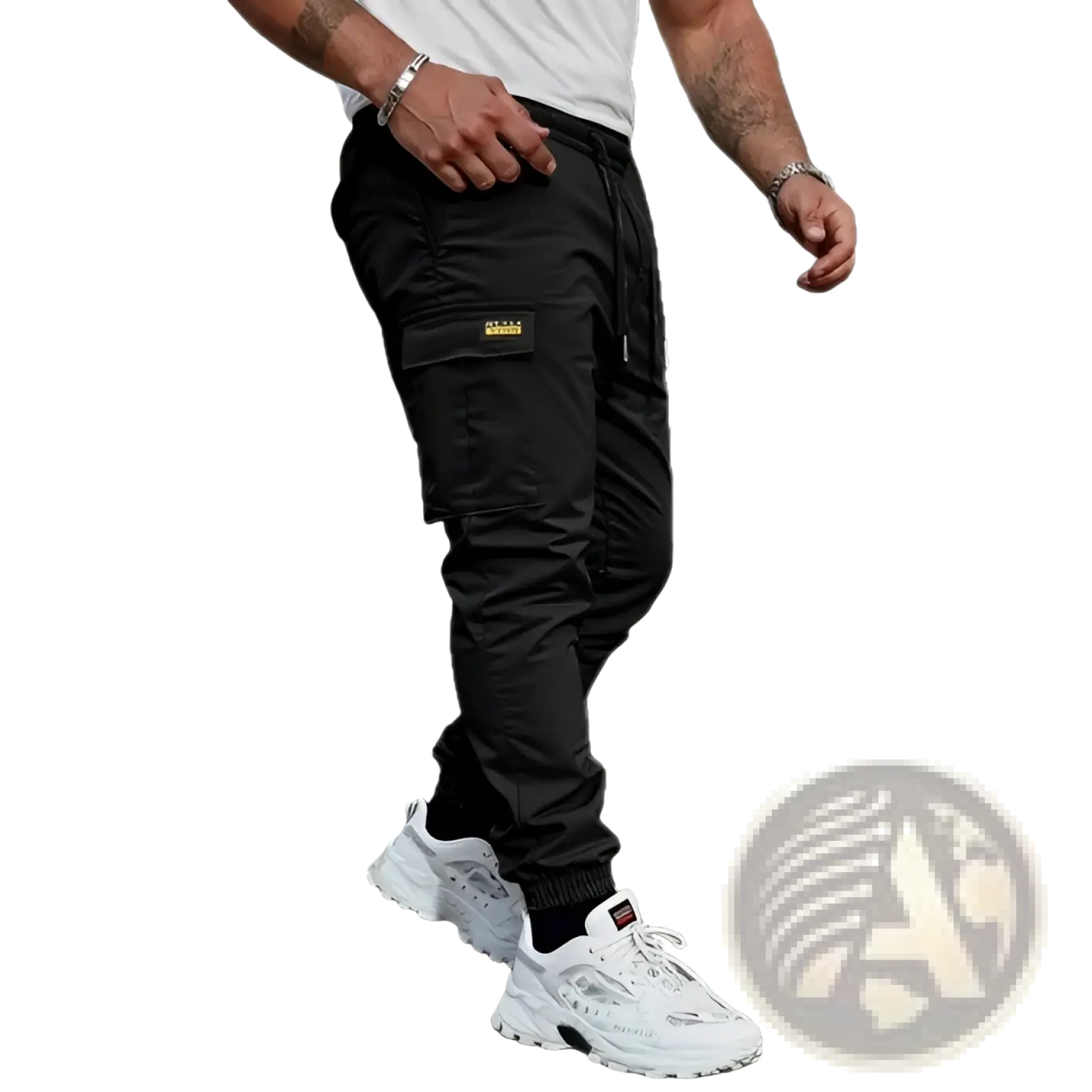 Men's Slim Fit Cropped Cargo Joggers with Drawstring Waist