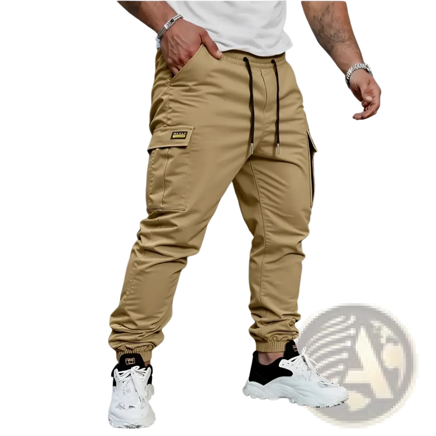 Men's Slim Fit Cropped Cargo Joggers with Drawstring Waist