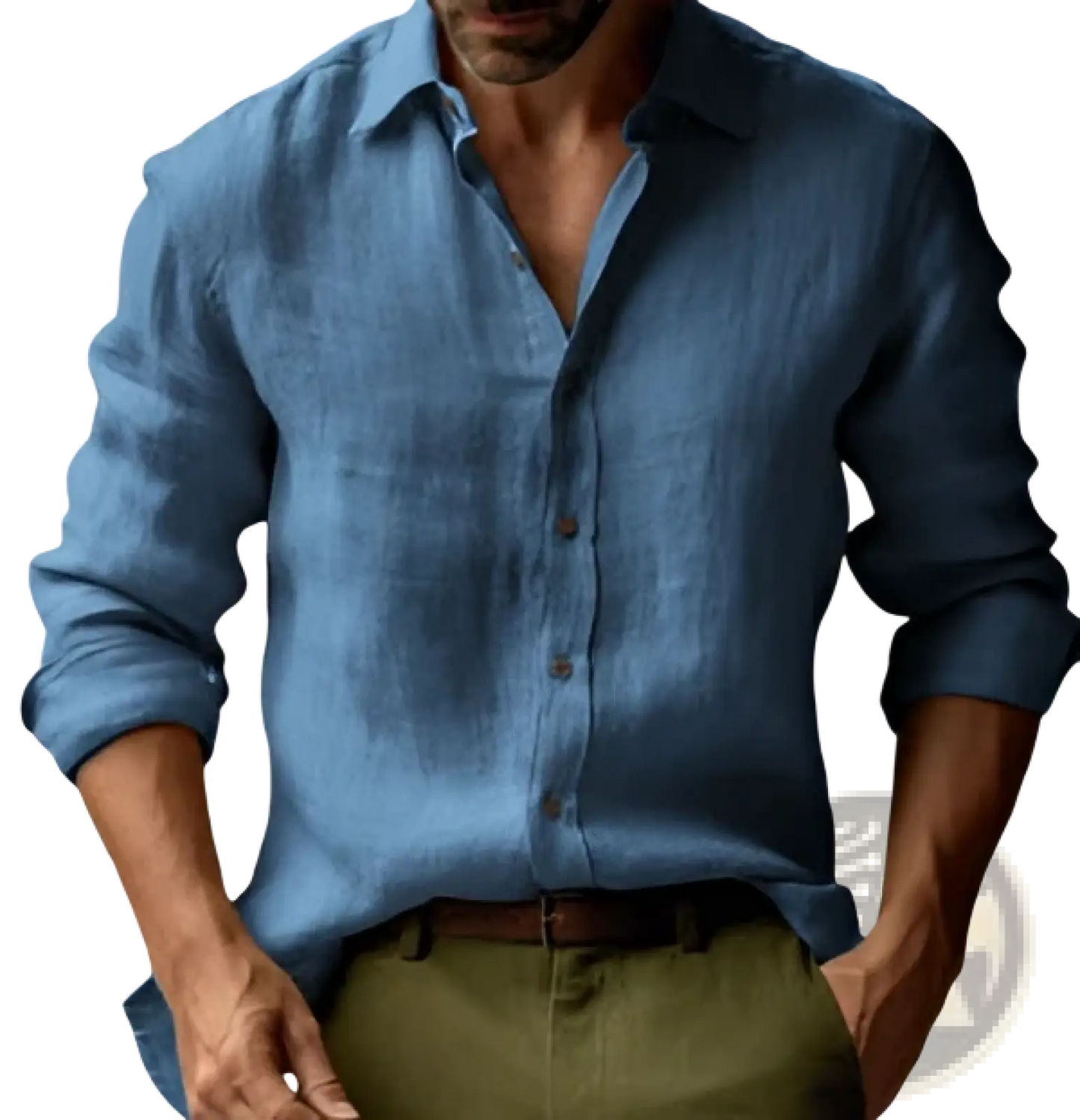 Men's Slim Fit Digital Print Linen Blend Casual Shirt