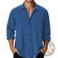 Men's Slim Fit Digital Print Linen Blend Casual Shirt