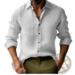 Men's Slim Fit Digital Print Linen Blend Casual Shirt