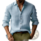 Men's Slim Fit Digital Print Linen Casual Shirt