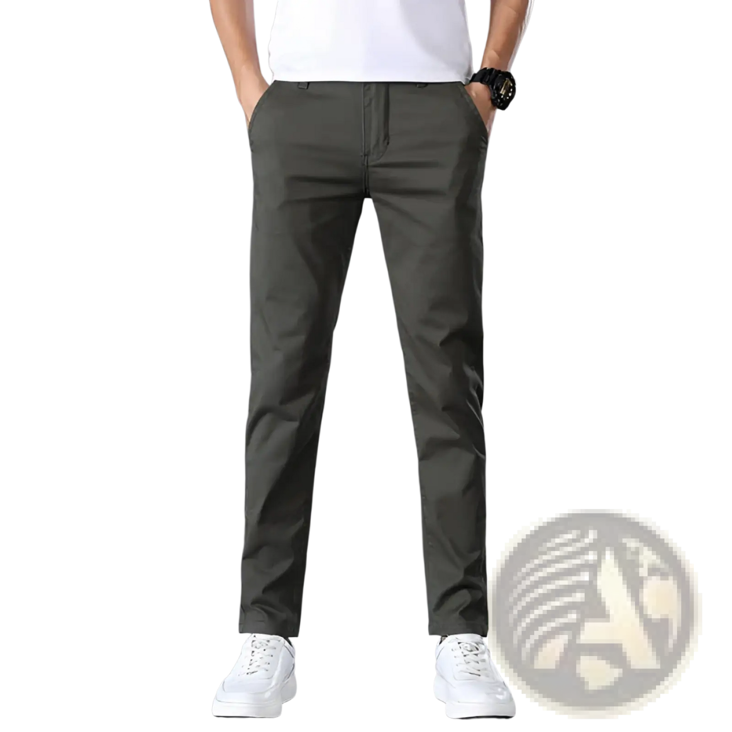 Men's Slim Fit Elastic Cotton Straight Leg Chino Pants