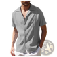 Men's Slim Fit Embroidered Linen Short Sleeve Shirt