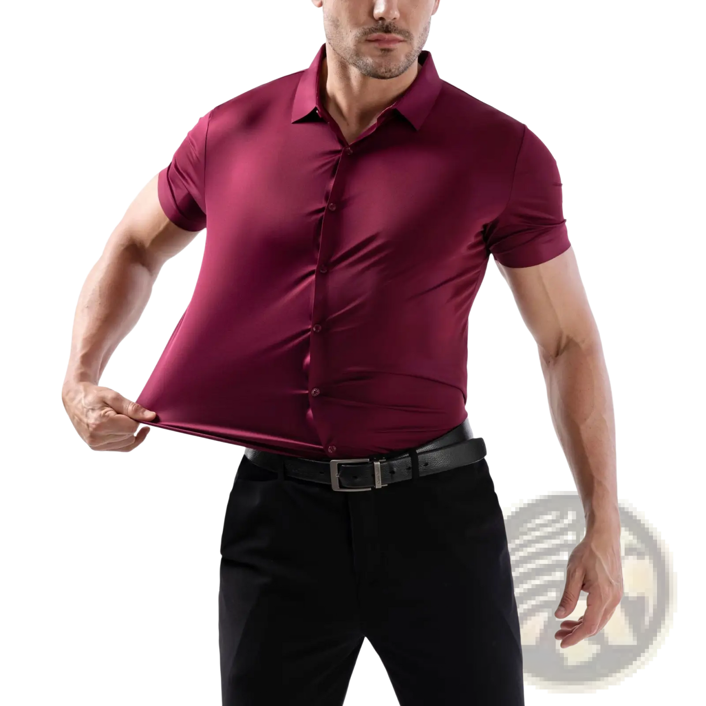 Men's Slim Fit Four Way Stretch Non Iron Short Sleeve Shirt