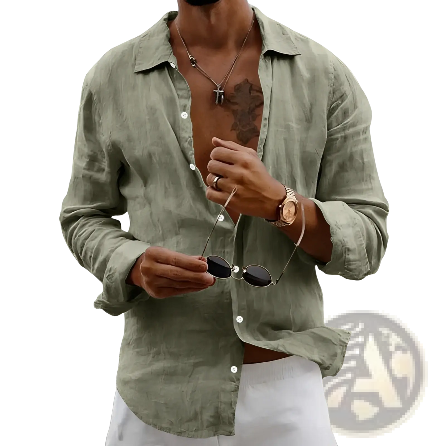 Men's Slim Fit Linen Blend Long Sleeve Casual Shirt