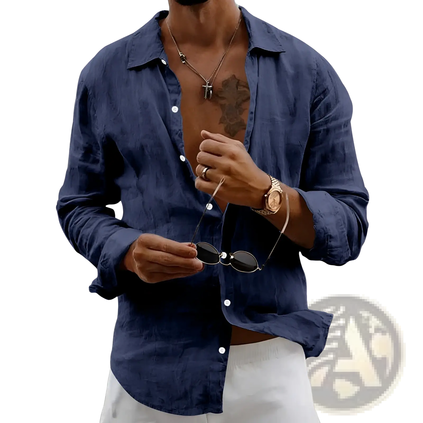 Men's Slim Fit Linen Blend Long Sleeve Casual Shirt