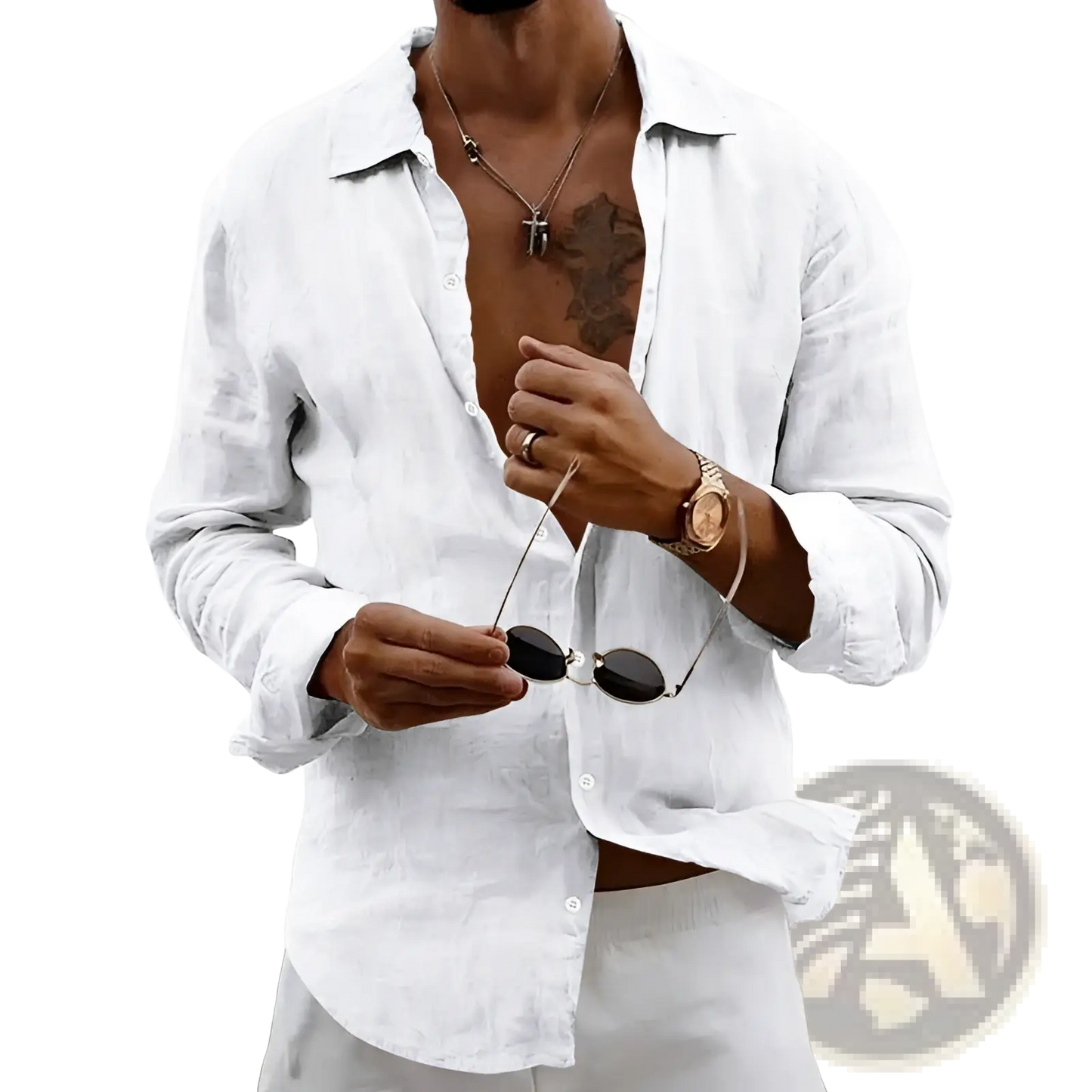 Men's Slim Fit Linen Blend Long Sleeve Casual Shirt