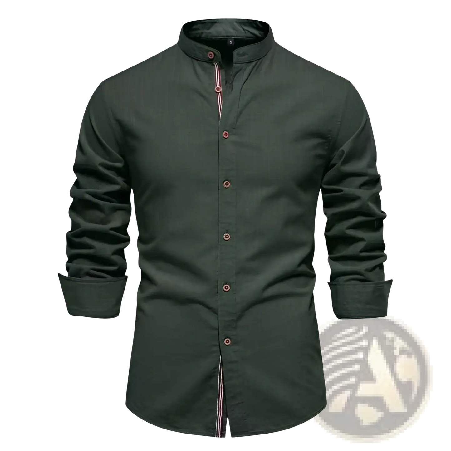 Men's Slim Fit Linen Blend Mandarin Collar Shirt