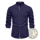 Men's Slim Fit Linen Blend Mandarin Collar Shirt