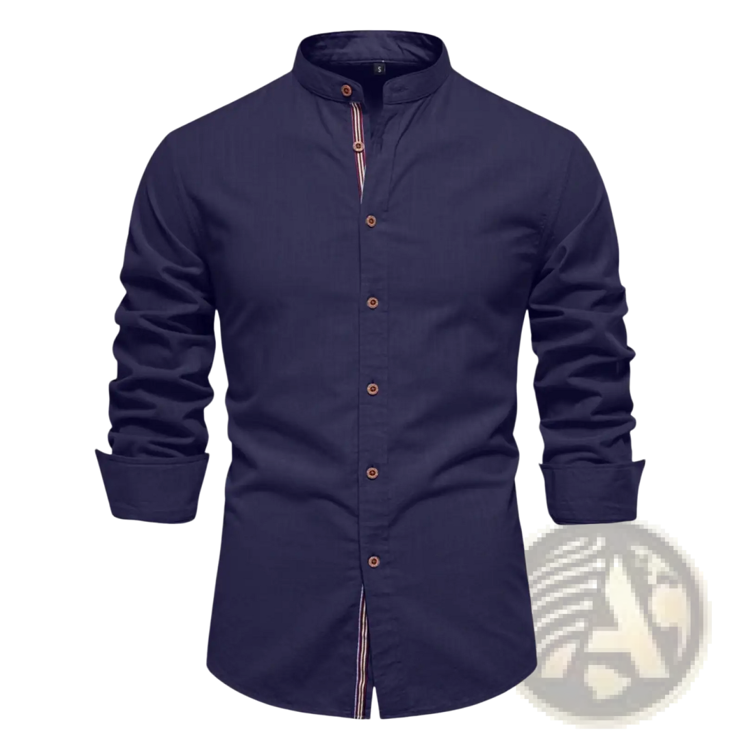 Men's Slim Fit Linen Blend Mandarin Collar Shirt