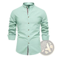 Men's Slim Fit Linen Blend Mandarin Collar Shirt
