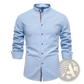 Men's Slim Fit Linen Blend Mandarin Collar Shirt
