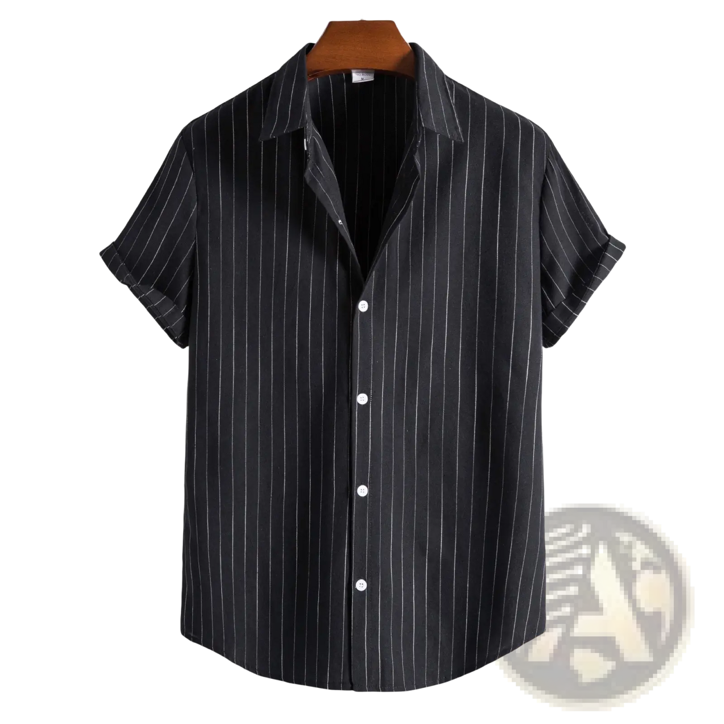 Men's Slim Fit Pinstripe Short Sleeve Button Up Shirt