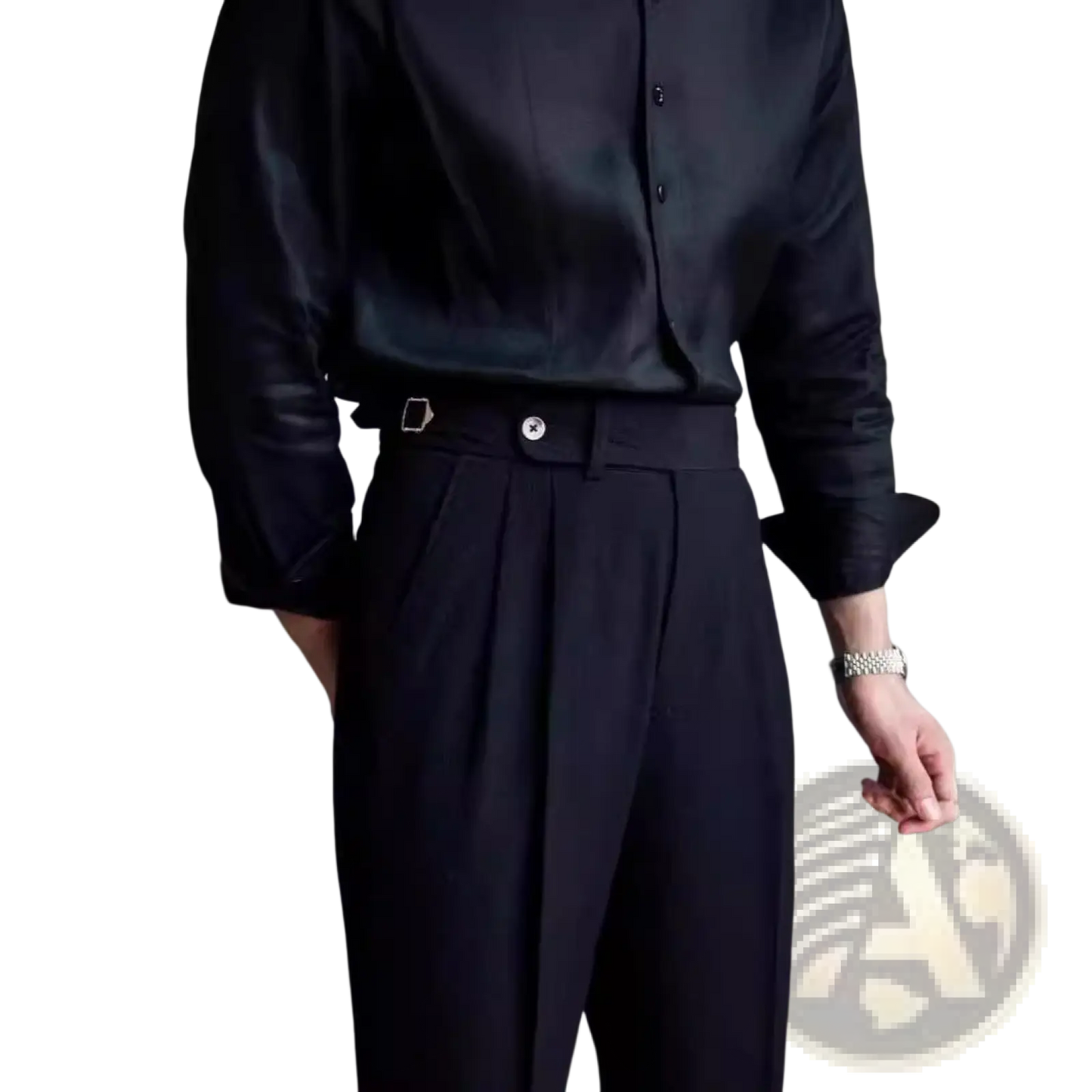 Men's Slim Fit Pleated Summer Linen Suit Trousers
