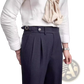 Men's Slim Fit Pleated Summer Linen Suit Trousers