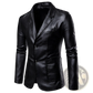 Men's Slim Fit Pu Leather Blazer Jacket
