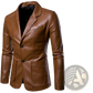 Men's Slim Fit Pu Leather Blazer Jacket