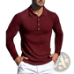 Men's Slim Fit Ribbed Knit Long Sleeve Polo Shirt