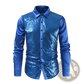 Men's Slim Fit Sequin Party Shirt with Satin Accents