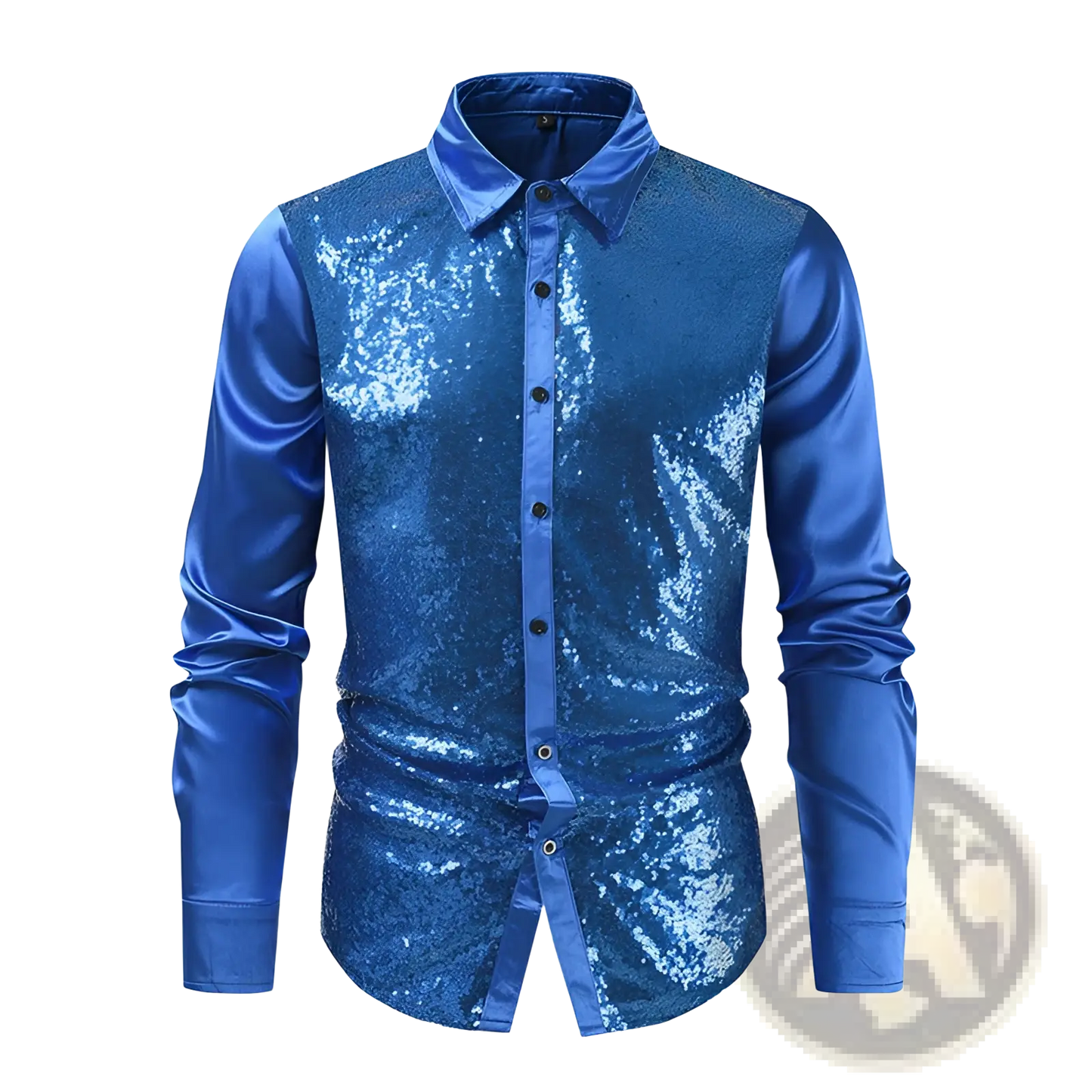 Men's Slim Fit Sequin Party Shirt with Satin Accents