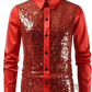 Men's Slim Fit Sequin Party Shirt with Satin Accents